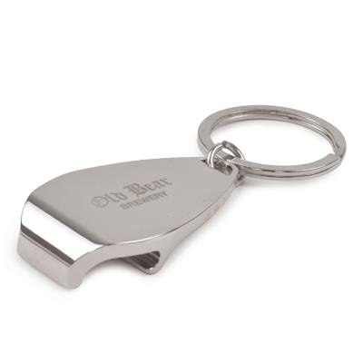 Oracle bottle opener keyring lying flat